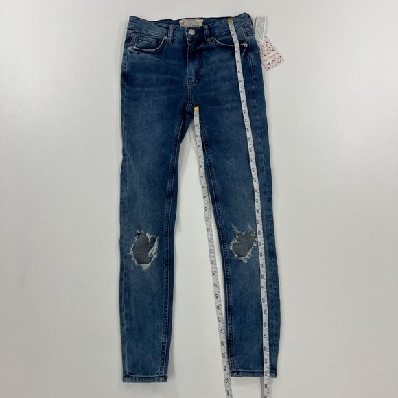 Free People Womens Jeans Size 24 High Rise Busted Knee Skinny Jeans Blue 24 - Picture 7 of 9